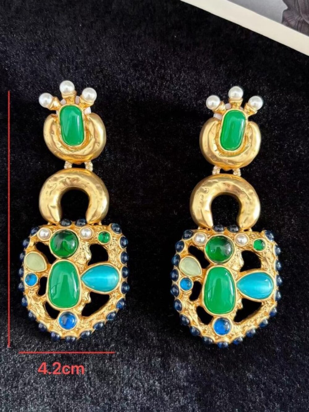 Schiaparelli Gemstone Drop Earrings - Picture 4 of 4